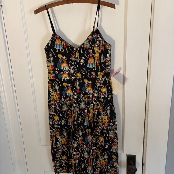 Partying skeletons /Day of the Dead dress by Paper Doll Productions S - Picture 5 of 13